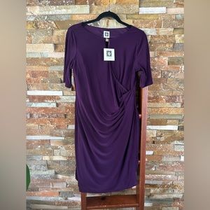 Anne Klein Fitted eggplant midi dress 12 petite